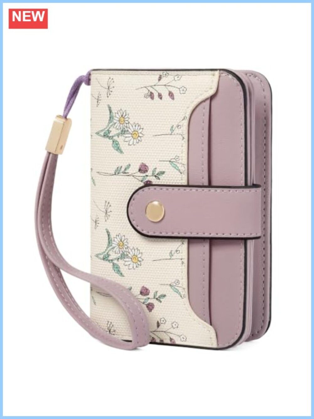 Vegan Leather RFID Blocking Small Wristlet Wallet with Floral Print